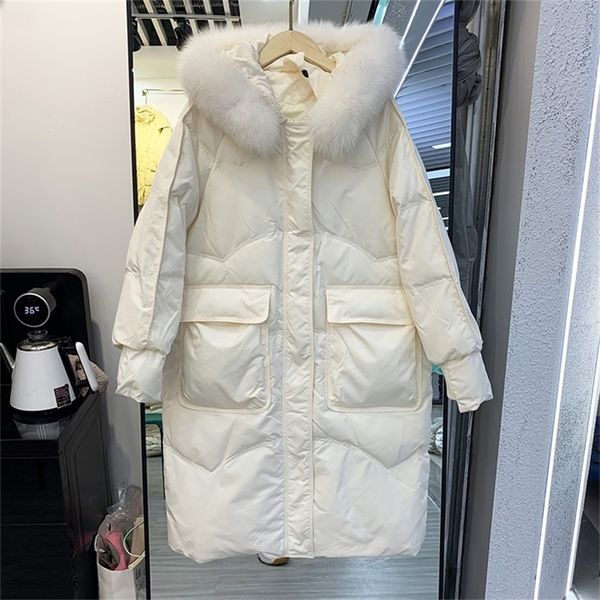 

women's down parkas down jacket women's midlength winter loose and thick white duck down fashion jacket 220919, Black