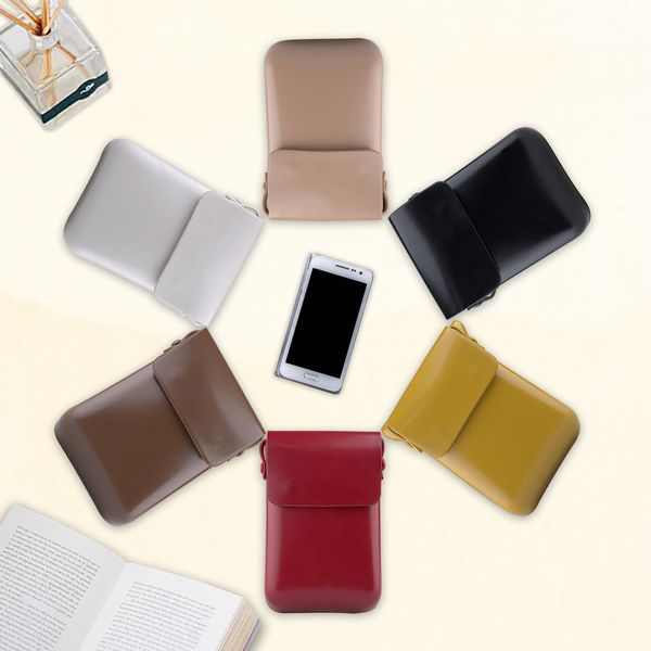 

retro pu simple mobile phone bag buckle messenger bag coin purse, Red;black