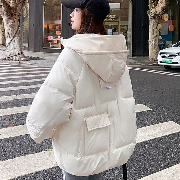 

womens down parkas mexzt women sweet winter coat fashion korean loose cotton padded down jacket elegant harajuku solid colors warm thick par, Black