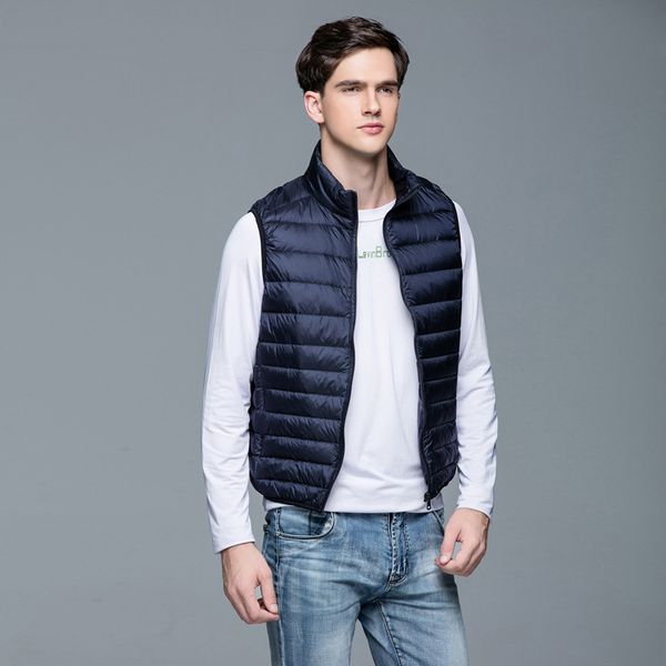 

lightweight sports down vest mens short winter men stand collar fashion vests trend gilet, Black;white