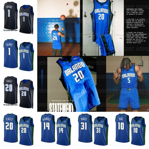 

basketball 2022 -23 orlandos magics blue white jerseys q7xt# statement jonathan1 isaac markelle 20 fultz wendell 34 carter jr. gary 14 harri, Black;red