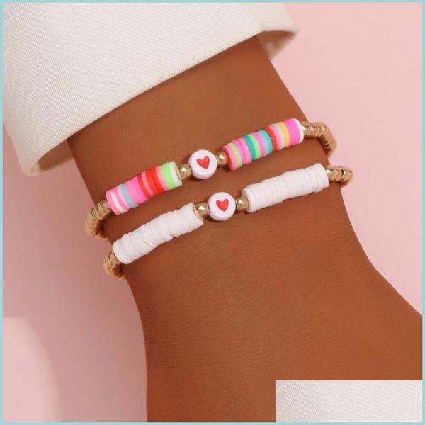 

beaded strands summer beach style ccb beads polymer clay disc strands red hearts bracelet for women gift wholesale 2pcs yummyjewelry dhqo6, Black