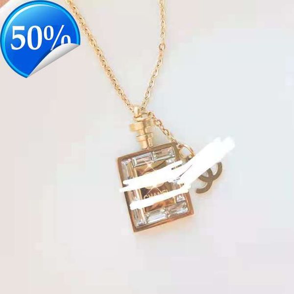 

designer women's fashion necklaces fragrance necklace no color perfume bottle ins titanium steel chain bone sweet character all match l, Silver