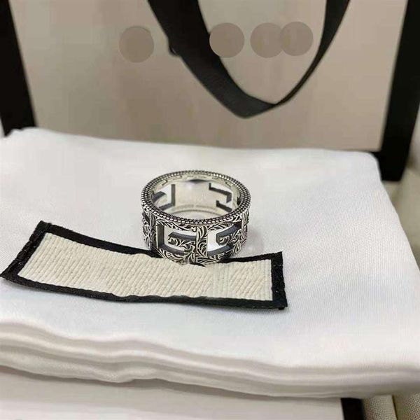 

ancient double g ring couple hollow fashion thai silver light luxury cold wind gift party anniversary with box271c