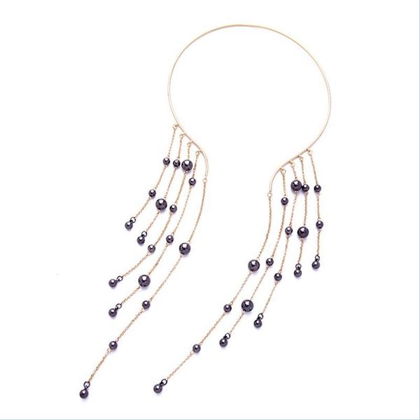 

chokers trendy women torques gray ccb beads long tassel fringe choker necklace maxi fashion jewelry 20211230 t2 drop delivery 2021 ne dhn35, Golden;silver