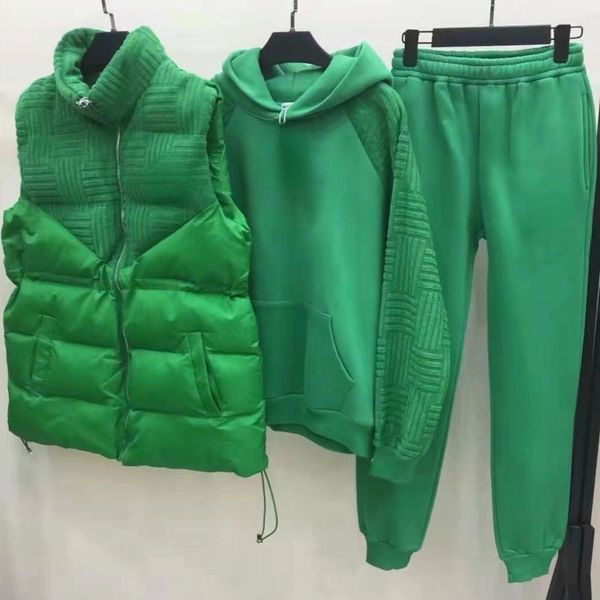 

22ss bvs women tracksuits designer hoodie sweatpants vest three-piece classic plaid embroidery stitching hooded sweater down jacket sports s, Gray