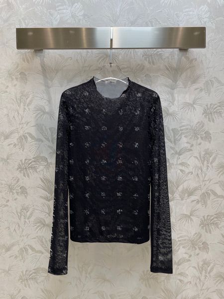 

new 2022 women's t-shirt long sleeve black mesh t shirts street wear tees fashion ladies, White