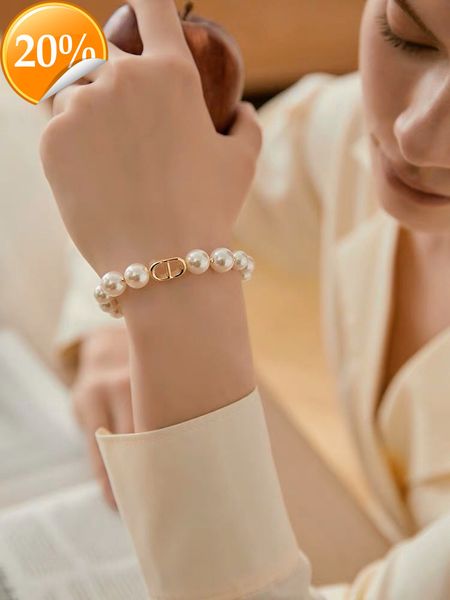 

high-end fashion design women's necklace d family new cd letter pearl feminine style light luxury temperament personality jewelry, Silver