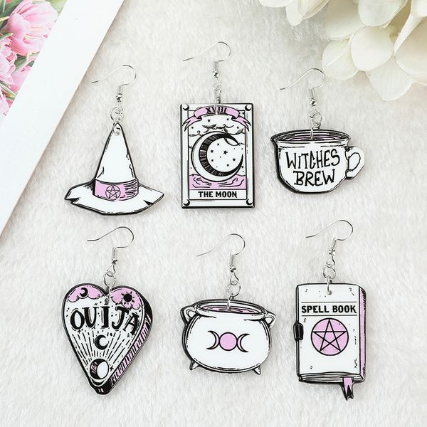 

dangle chandelier 1pair halloween drop earrings punk witches crafts tarot card ouija planchette jewlery flatback acrylic holiday gifts 22092, Silver