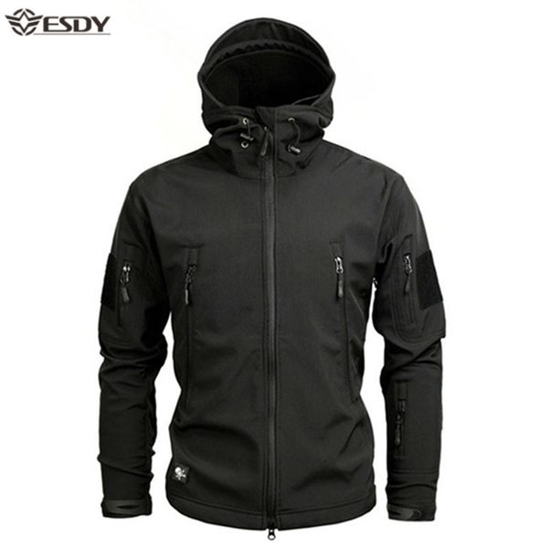 

men's jackets shark soft shell military tactical jacket men waterproof warm windbreaker us army clothing winter big size men camouflage, Black;brown