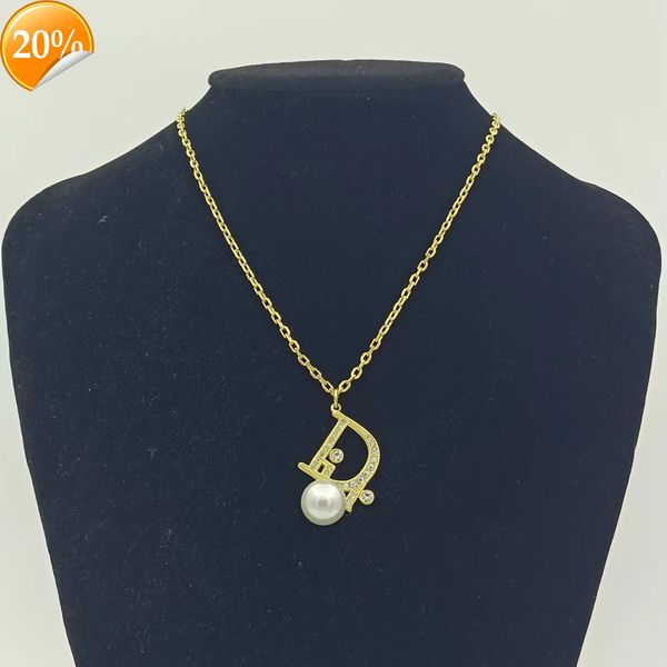 

high-end fashion design women's necklace d family di family's new letters full of diamonds pearls collarbone advanced sense light, Silver
