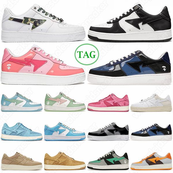 

bapestas bapesta baped sta casual shoes sk8 low men women black white pastel green blue suede pink mens womens trainers outdoor sports sneak