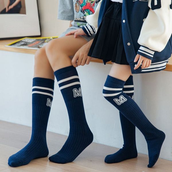 

socks 3 pairs korean school girl cotton striped preppy style knee high japanese kawaii student kids sport thigh 220919, Pink;yellow