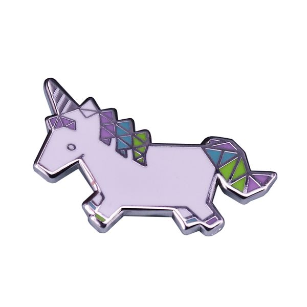 

beautiful origami unicorn brooch cute pastel art decor on jackets backpack, Blue