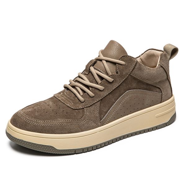 

genuine leather men dunk shoes breathable sneakers skate board shoes outdoor hiking footwear, Black;yellow