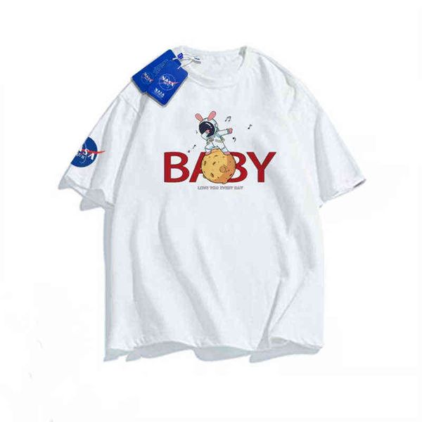 

men's t-shirts new co astronaut fashion brand men's short sleeve street fashion couple's summer dress breathable, White;black