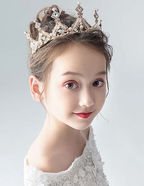 

beauty gold flower girls' head pieces kids' wedding head piece princess hair wear girl accessories h920043, White;red