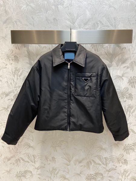 

2022 women's jackets winter designer women keep warm solid black long sleeve loose casual jackets lapel triangle fashion coats outwear, Black;brown