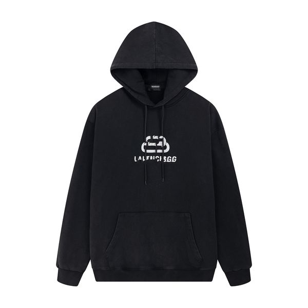 

casual men's hoodies sweatshirts winter wrinkle resistant embroidered balencaigaity letters fashion long sleeves viutonity 3-09, Black