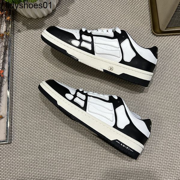

yibo the wang same amirs bone shoes dad men's sports and couples skeleton grey beggar shoes in ins street ique, Black