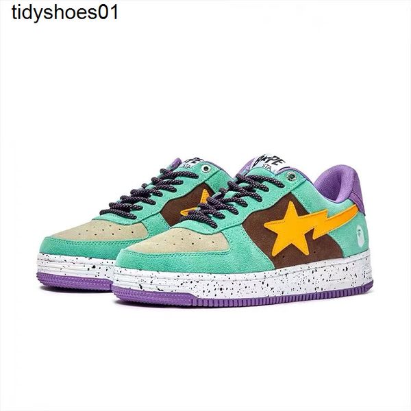 

suede leather bag apes human head lightning star low skateboard shoes for men sk8 lovers casual shoes, Black