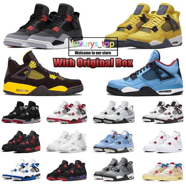 

university blue jumpman 4 4s mens basketball shoes boot white guava sail metallic men women sneakers288f, Black