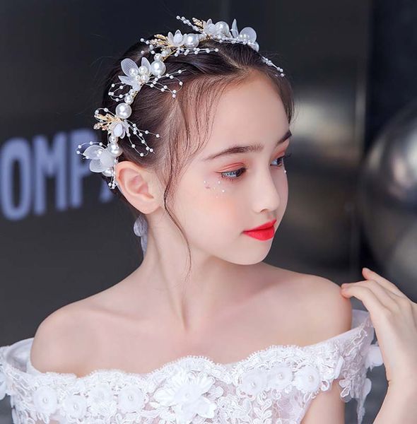 

beauty gold white flower girls' head pieces kids' wedding head piece princess hair wear girl accessories h920070 wreaths, White;red
