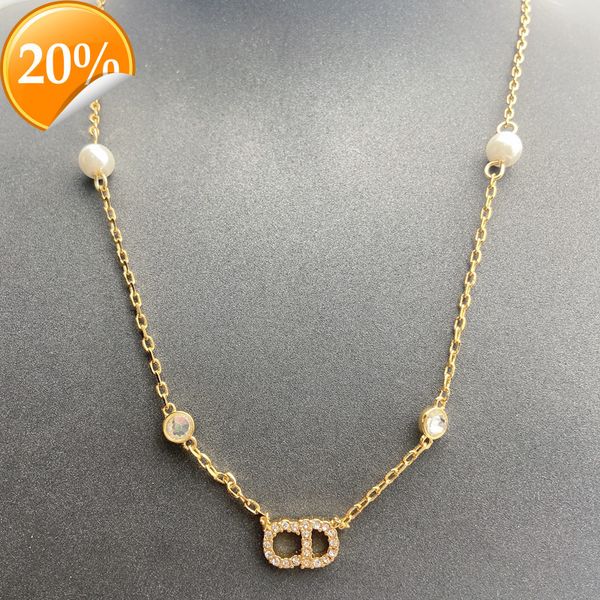 

high-end fashion design women's necklace d jia di cd letter pearl trend simple style high version online red same versatile, Silver