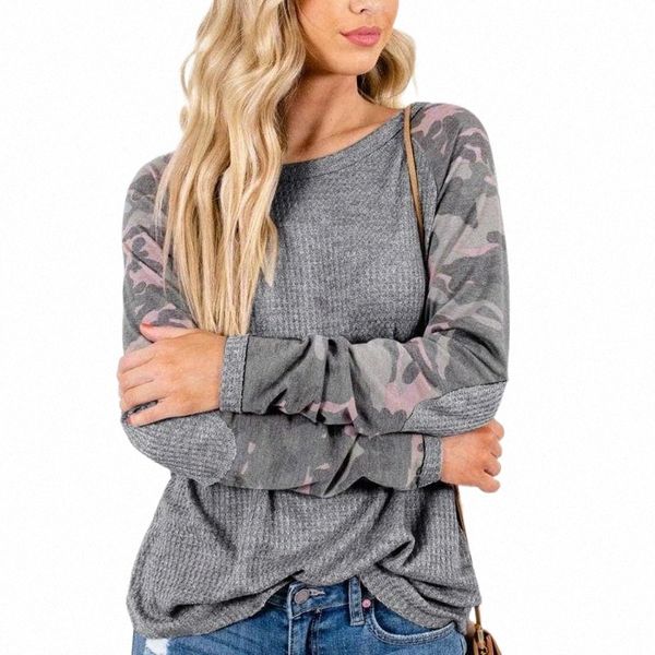 

women's hoodies & sweatshirts women long sleeve white leopard blouse fashion womens o-neck sleeves camouflage print loose #1 v6d5#, Black