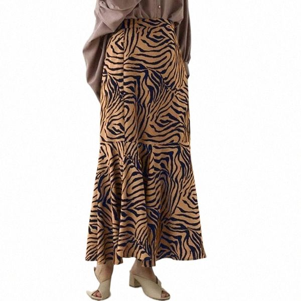 

skirts fashion zebra printed midi women's spring sundress 2022 casual high waist vestidos female zipper faldas saia k2mh#, Black