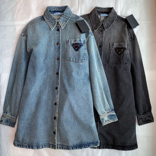 

luxury 2022 fashion long sleeve denim shirt for women single breasted pocket blouse woman turn down collar jeans shirts ladies setq, White;black