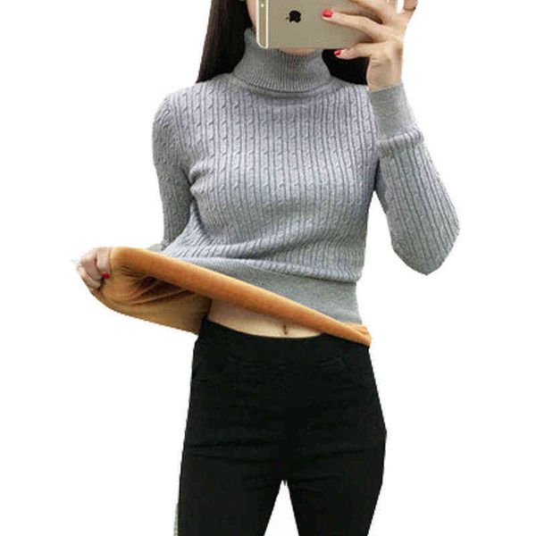 

women's sweaters velvet thick elegant turtleneck for women plus size slim long sleeves winter warm knit sweaters female pz901 j220915, White;black
