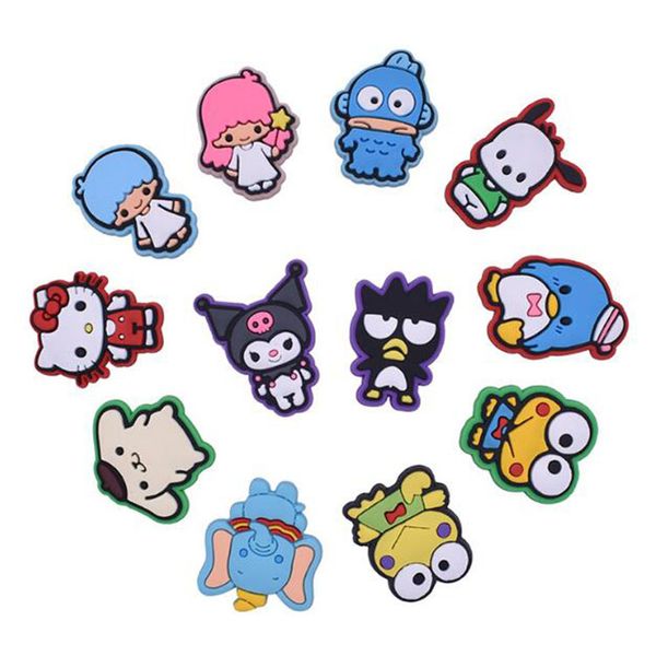 

colorfuls cartoon animal croc shoe charms pvc soft rubber shoe accessories garden shoecharms buckle cute kids gift, White;pink