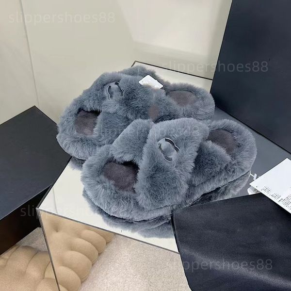 

crossover fur slippers sandals womens shearling designer fluffy slides faux plush slipper grey black cream soft cozy home flip flops sandal
