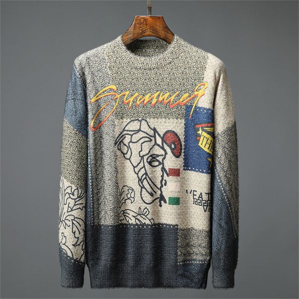 

sweaters wool with budge letters fashion sweatshirts knits long sleeevs outwears warm man sweater orange m-3xl q013, Black