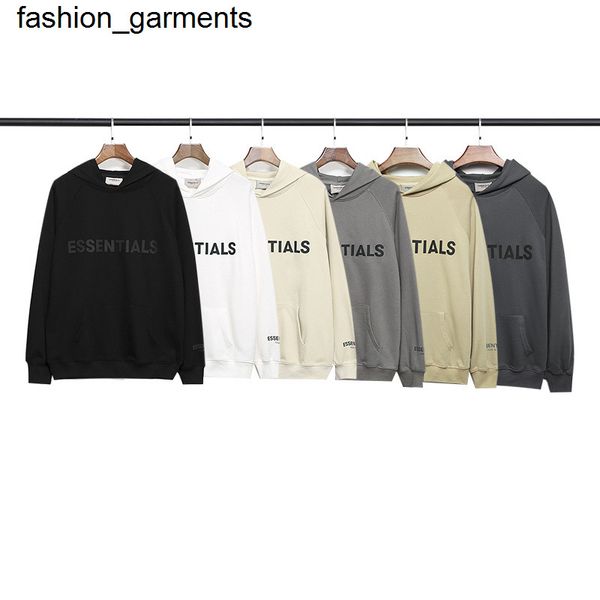 

men's hoodies sweatshirts fear double thread essentials three-dimensional adhesive letter terry hoodie, Black