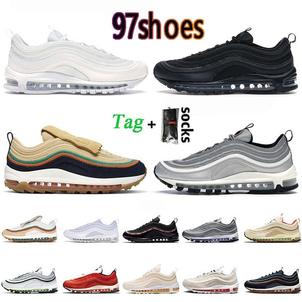 

97shoes 2022 fashion running shoes designer sneakers triple black white grey silver bullet golf nrg lucky good first use barely rose pink wo