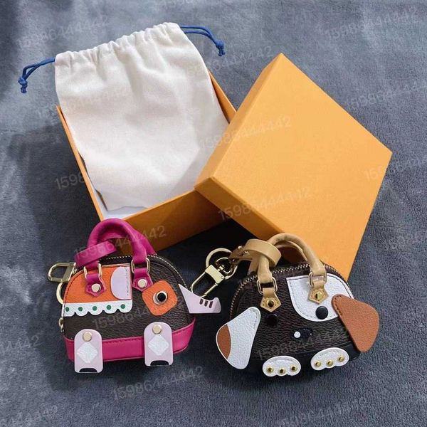 

l family's old flower shell wallet pvc cute puppy elephant zipper key bag pendant gift, Red;black