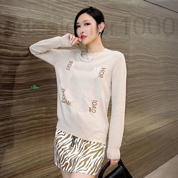 

women's knits & tees designer high version letter round neck knitting long sleeve wool sweater 2022 new style slim fit fashion versatil, White