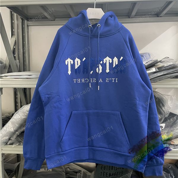 

men's hoodies sweatshirts blue trapstar hoodie men women 1 version towel broidered pullover clothes 0920h22, Black