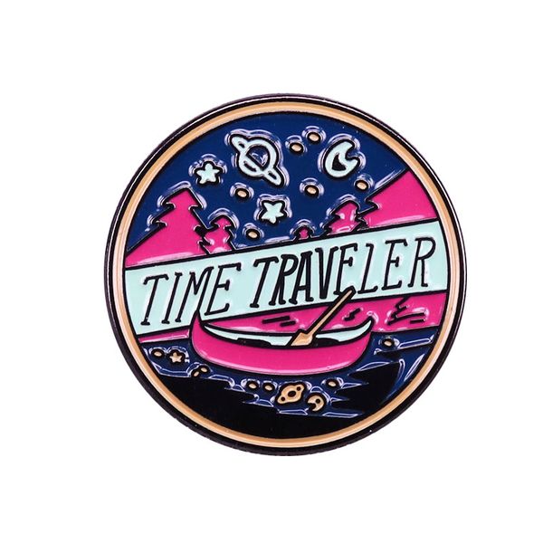 

night sky forest star ship ocean soft enamel pin brooch badges, Blue