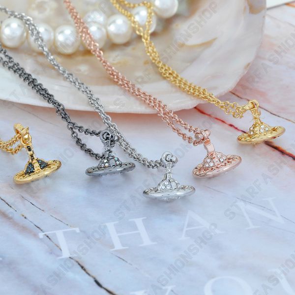 

saturn three-dimensional rivet necklace pearl beaded diamond tennis necklace woman silver chains vintage trendy style desigenr jewelry