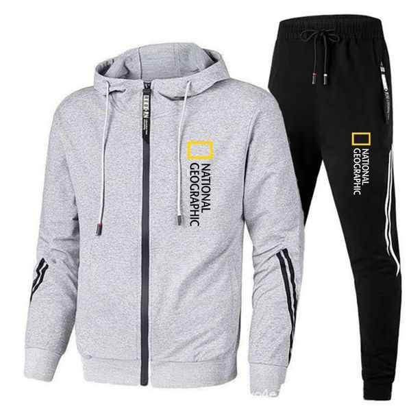 

mens tracksuits man tracksuit set men zip jacket sweatpants joggers sweatsuit tracksuit sportswear male set jogging sport suits 220920, Gray