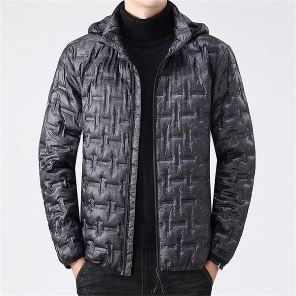 

men's down parkas vrokino lightweight men's down jacket fashion casual men's jacket hooded lightweight down jacket large size, Black