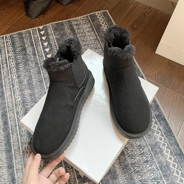 

cotton boots 2022 winter black breathable warm plush anti-skid wear-resistant firm soft bottom plush upper elastic band women