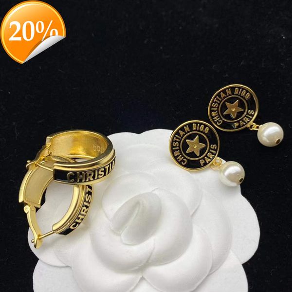 

high-end fashion design women's necklace d family di new letter star pearl glue dropping temperament set four piece female ring, Silver
