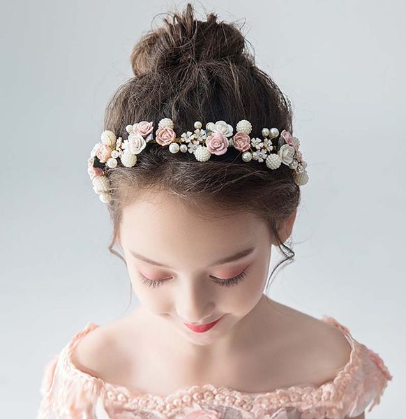 

beauty gold flowers flower girls' head pieces kids' wedding head piece princess hair wear girl accessories h920055, White;red