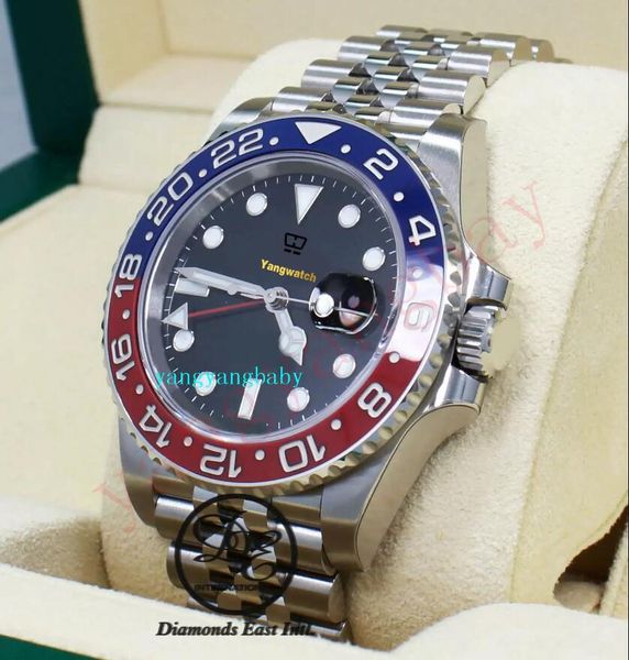 

original box watch blro pepsi white gold box/papers new mechanical automatic official website synchronization mens waterproof swimming, Slivery;golden