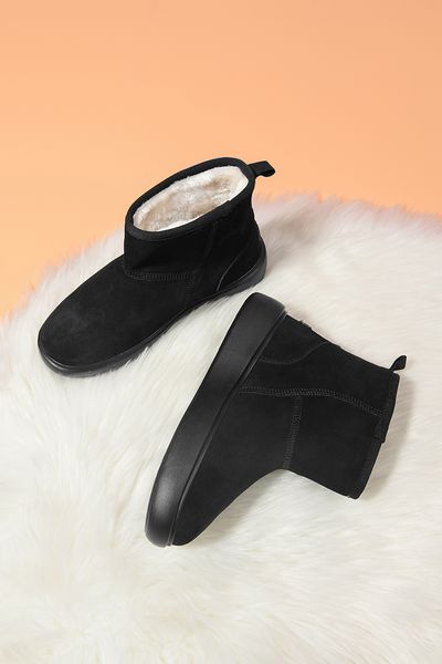 

cotton boots in winter 2022 dark grey light breathable warm plush anti-skid wear-resistant firm soft bottom waterproof easy to wear women, Black