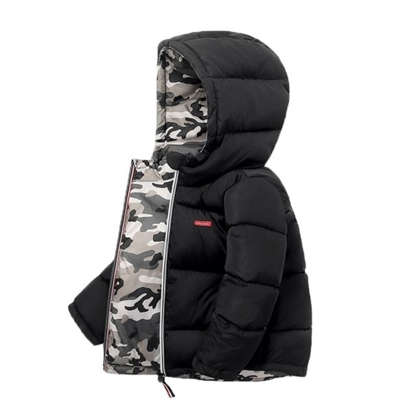 

down coat boys coats winter warm kids cotton jacket childrens' jacket parka for girl camouflage wearable on both sides baby clothing 2-, Blue;gray